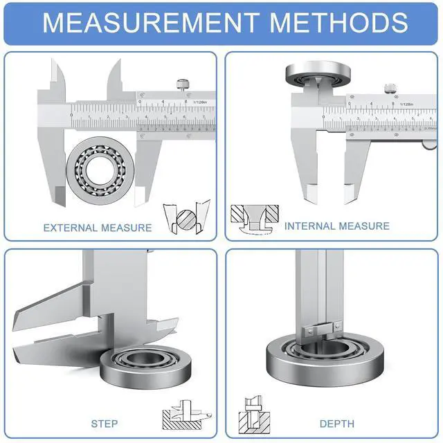 Alt view image 4 of 7 - KEHIPI Vernier Caliper 6 Inch, 6" Non Digital Caliper, 0-6Inch/0-150mm, 1/128 inch/0.05mm High Precision Caliper, Measuring Caliper Tool