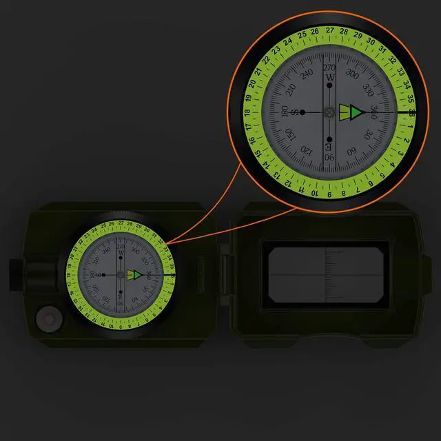 Alt view image 6 of 7 - KEHIPI IP54 Hiking Compass - Professional Military Compass with Sighting Clinometer Aluminum Alloy Camping Compass Waterproof with Carry Bag