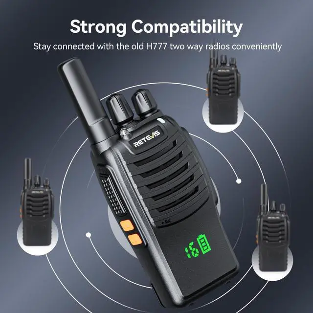 Alt view image 4 of 7 - KEHIPI H777H Two Way Radios Long Range Rechargeable,Compact Walkie Talkies,Intuitive,Channel,Power Display,USB-C Charging,Hands Free,Business radios for Manufacturer,Healthcare,School (20 Pack)