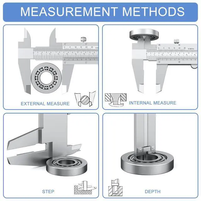 Alt view image 4 of 7 - KEHIPI Vernier Caliper 6 Inch + Stainless Steel Feeler Gauge 32 Blade, 6" Stainless Steel Non Digital Caliper, 0-6Inch/0-150mm0.02mm/0.001" High Precision Caliper
