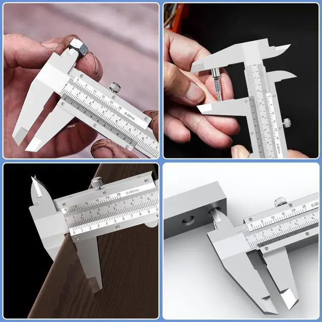 Alt view image 6 of 7 - KEHIPI Vernier Caliper 6 Inch + Stainless Steel Feeler Gauge 32 Blade, 6" Stainless Steel Non Digital Caliper, 0-6Inch/0-150mm0.02mm/0.001" High Precision Caliper