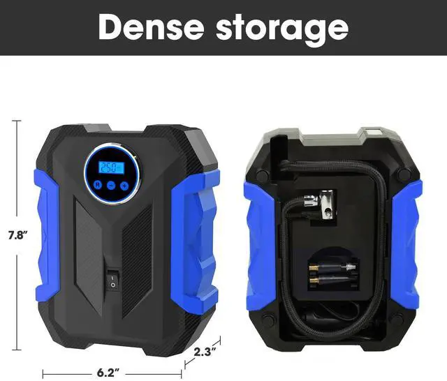 Alt view image 3 of 6 - KEHIPI Digital Air Compressor for Car Auto Pump Portable Tire Inflator with LED Light DC 12V, Blue