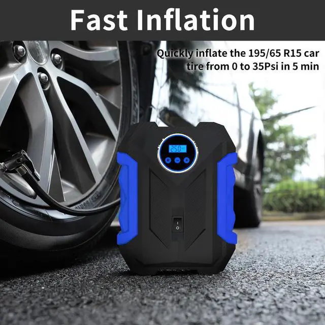 Alt view image 4 of 6 - KEHIPI Digital Air Compressor for Car Auto Pump Portable Tire Inflator with LED Light DC 12V, Blue