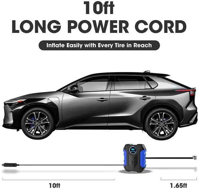 Alt view image 5 of 6 - KEHIPI Digital Air Compressor for Car Auto Pump Portable Tire Inflator with LED Light DC 12V, Blue