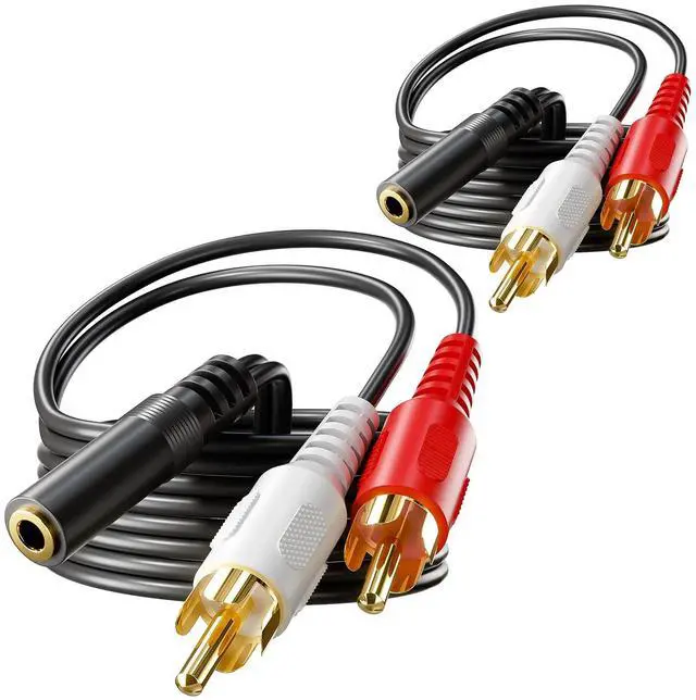 Main image of KEHIPI 3.5 mm Female to 2 RCA Male Stereo Audio Cable (3FT), Gold Plated, 1/8 Inch Mini Jack to Dual RCA Y Splitter Cord for TV, Phone, Speaker, Home Theater, MP3, 39 Inch(100cm), 2 Pack