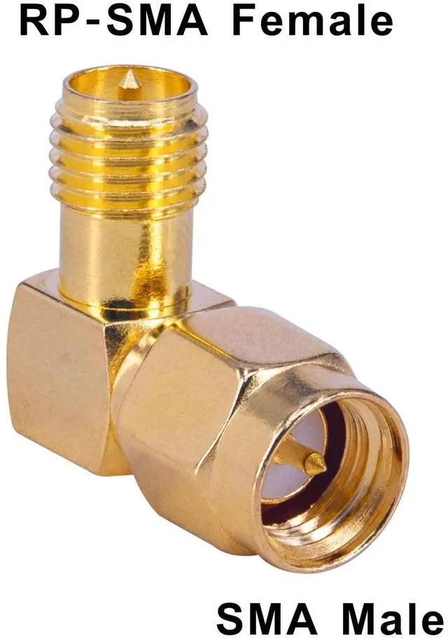 Alt view image 2 of 6 - KEHIPI 2-Pack SMA 90 Degree Adapter SMA Male to RPSMA Female Right Angle Connector Elbow RF Coax Adapter for FPV Drone Wi-Fi Antenna Signal Booster Repeaters Radio