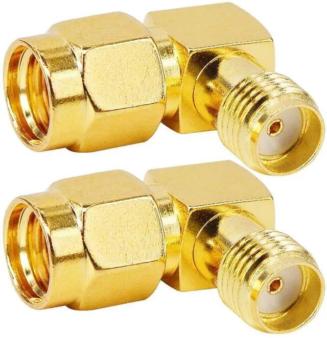 Alt view image 4 of 6 - KEHIPI RP-SMA 90 Degree Adapter RP-SMA Male to SMA Female Right Angle Connector Gold Plated SMA RF Coaxial Connector Elbow for FPV Antenna,Radios,Broadcast Pack of 2
