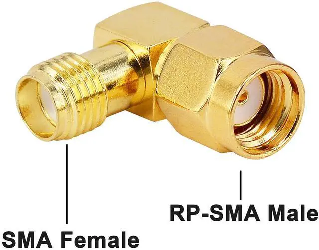 Alt view image 2 of 6 - KEHIPI RP-SMA 90 Degree Adapter RP-SMA Male to SMA Female Right Angle Connector Gold Plated SMA RF Coaxial Connector Elbow for FPV Antenna,Radios,Broadcast Pack of 2