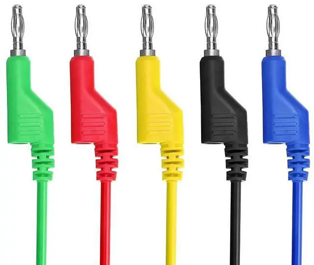 Alt view image 4 of 7 - KEHIPI Multimeter Banana Plug to Crocodile Alligator Clip Test Probe, 5PCS 4mm Stackable Colorful Silicone Banana Plug to Alligator Clip Test Probe Lead Wire Cable 1M