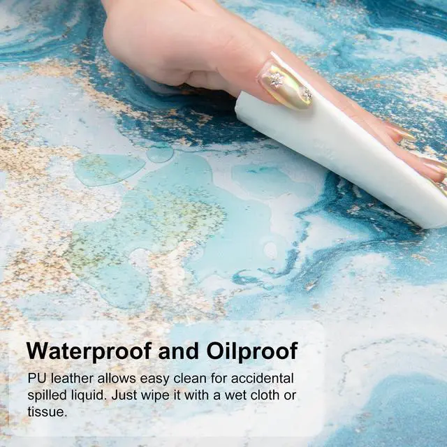 Alt view image 3 of 7 - KEHIPI Desk Pad Large Keyboard and Mouse Pad for Laptop Computer, PU Leather Desk Cover Protector, Desk Décor Accessories for Office Home Work Writing Gaming 31.5" x 15.7" - Blue White Marble