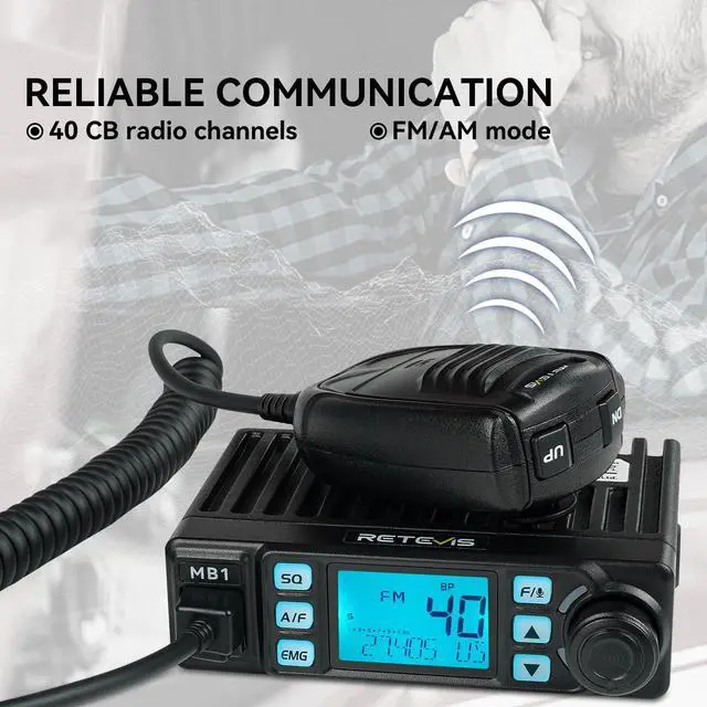 Alt view image 2 of 7 - KEHIPI MB1 40-Channel CB Radio, AM/FM Professional CB Radio with Noise Reduction, Travel Essentials, Instant Channel 9/19, RF Gain, VOX, External Speaker Jack, Easy to Operate Emergency Radio, Black