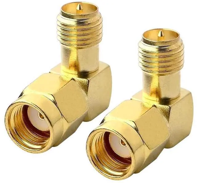 Main image of KEHIPI 90 Degree Reverse Polarity SMA Coax Adapter RP SMA Male to RP-SMA Female Right Angle Connector for Audio FPV Drone Antennas Radio Video 2-Pack