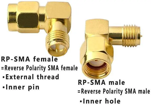 Alt view image 3 of 6 - KEHIPI 90 Degree Reverse Polarity SMA Coax Adapter RP SMA Male to RP-SMA Female Right Angle Connector for Audio FPV Drone Antennas Radio Video 2-Pack