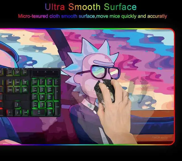 Alt view image 4 of 5 - KEHIPI RGB Mouse Pad, XXL LED Gaming Mouse Mat Heavy Duty Anty Slip 35.4 * 15.7 Inches greencity