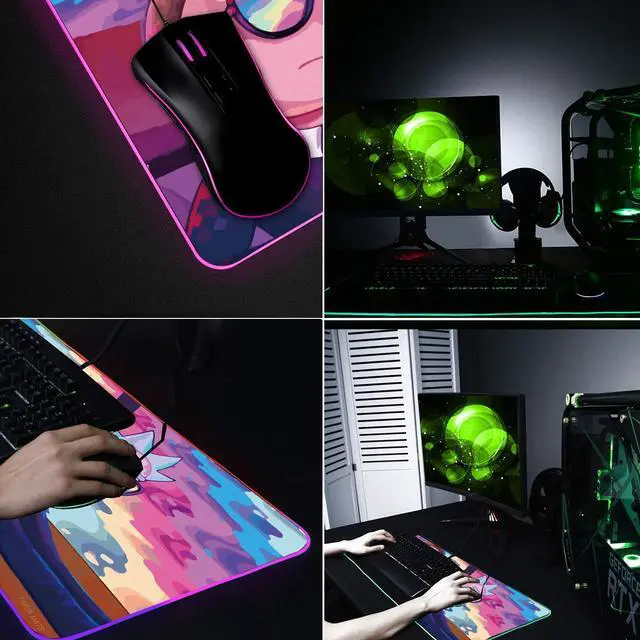 Alt view image 5 of 5 - KEHIPI RGB Mouse Pad, XXL LED Gaming Mouse Mat Heavy Duty Anty Slip 35.4 * 15.7 Inches greencity