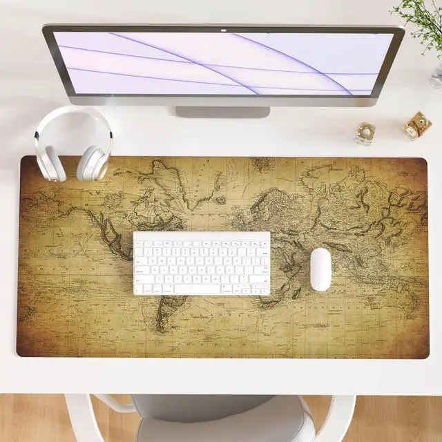 Main image of KEHIPI Large Desk Pad, Vintage Mouse Pad Desktop Decor, Waterproof PU Leather Desk Cover Protector, Desk Accessories for Office Home Work Writing Gaming 31.5" x 15.7" - World Map 1814