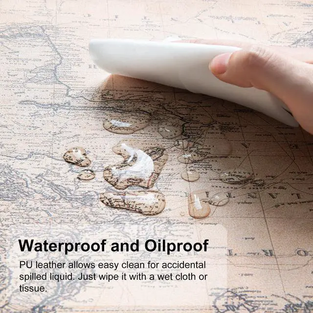 Alt view image 3 of 7 - KEHIPI Large Desk Pad, Vintage Mouse Pad Desktop Decor, Waterproof PU Leather Desk Cover Protector, Desk Accessories for Office Home Work Writing Gaming 31.5" x 15.7" - World Map 1814