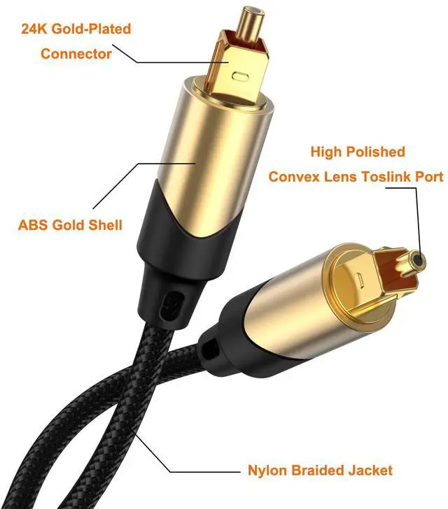 Alt view image 2 of 7 - KEHIPI 10FT Optical Audio Cable, Cable Male to Male Digital Optical Audio Cable with Gold-Plated Connector for Home Theater, Sound Bar, VD/CD Player, Blu-ray Players &More
