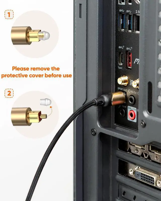 Alt view image 3 of 7 - KEHIPI 10FT Optical Audio Cable, Cable Male to Male Digital Optical Audio Cable with Gold-Plated Connector for Home Theater, Sound Bar, VD/CD Player, Blu-ray Players &More