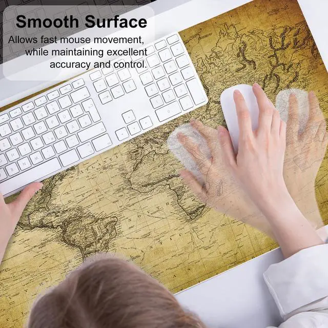 Alt view image 5 of 7 - KEHIPI Large Desk Pad, Vintage Mouse Pad Desktop Decor, Waterproof PU Leather Desk Cover Protector, Desk Accessories for Office Home Work Writing Gaming 31.5" x 15.7" - World Map 1814