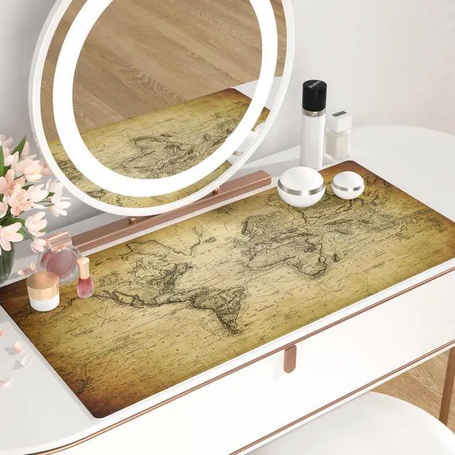 Alt view image 6 of 7 - KEHIPI Large Desk Pad, Vintage Mouse Pad Desktop Decor, Waterproof PU Leather Desk Cover Protector, Desk Accessories for Office Home Work Writing Gaming 31.5" x 15.7" - World Map 1814