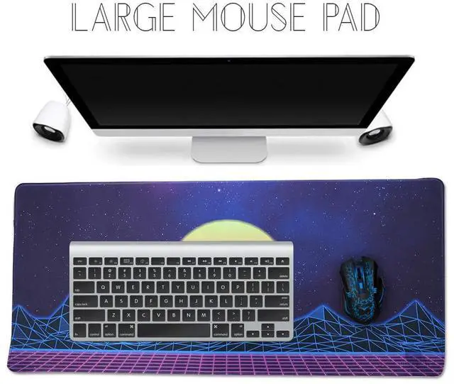 Alt view image 2 of 7 - KEHIPI Large Gaming Mouse Pad, Extended XXL Desk Pad & Non-Slip Rubber Mat for Mice and Keyboard with Stitched Edges 90x40 zisesun011