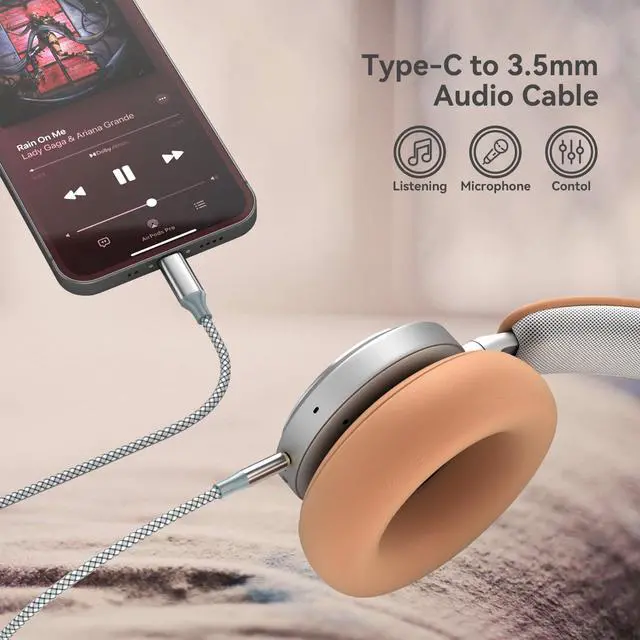 Alt view image 2 of 7 - KEHIPI USB C to 3.5mm Audio Aux Jack Cable, Type C to 3.5mm Headphone Car Stereo Cord Compatible with iPhone 15 Pro Max 15 Plus, Samsung Galaxy S21~24 Note 20, Pixel 4 5 XL, iPad Pro (Black, 3.3ft)