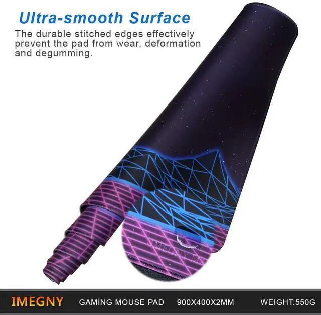 Alt view image 5 of 7 - KEHIPI Large Gaming Mouse Pad, Extended XXL Desk Pad & Non-Slip Rubber Mat for Mice and Keyboard with Stitched Edges 90x40 zisesun011