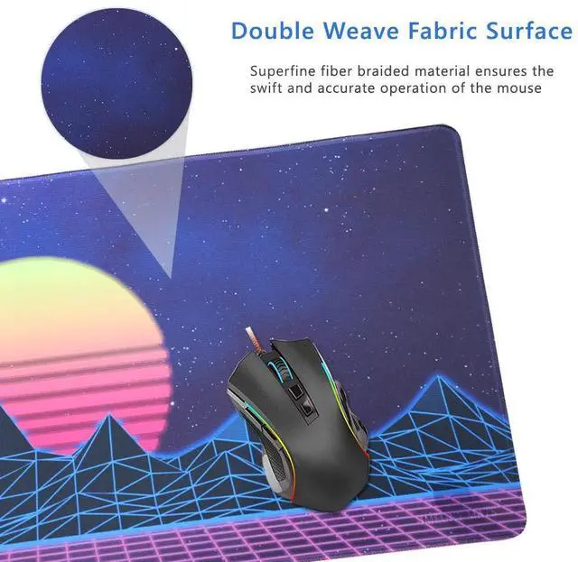 Alt view image 6 of 7 - KEHIPI Large Gaming Mouse Pad, Extended XXL Desk Pad & Non-Slip Rubber Mat for Mice and Keyboard with Stitched Edges 90x40 zisesun011