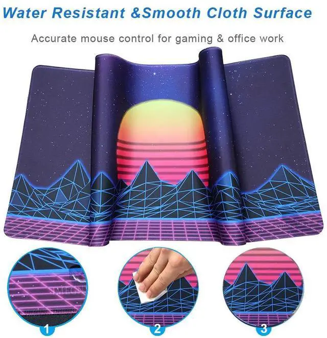 Alt view image 7 of 7 - KEHIPI Large Gaming Mouse Pad, Extended XXL Desk Pad & Non-Slip Rubber Mat for Mice and Keyboard with Stitched Edges 90x40 zisesun011