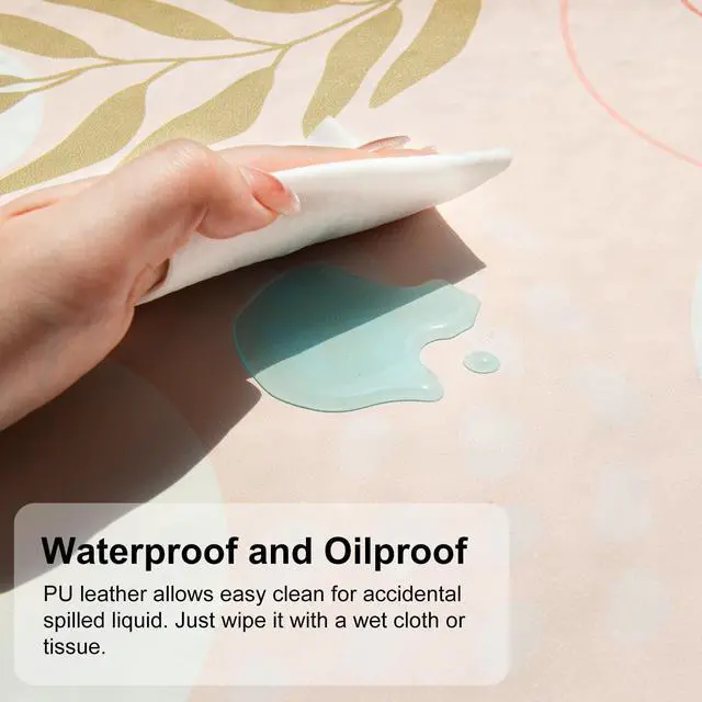 Alt view image 3 of 7 - KEHIPI Large Mouse Pad, Cute Desk Mat for Desktop, Women Girls Minimalist Pink Office Desk Accessories, PU Leather Waterproof Gaming Mousepad, Tropical Leaves Desk Pad Computer Mat, 31.5" x 15.7"