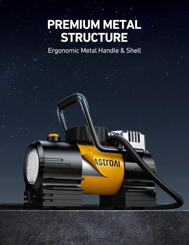 Alt view image 2 of 7 - KEHIPI Tire Inflator Portable Air Compressor (Up to 150 PSI) Tire Pump for Car 12V DC Digital Air Pump with 12 LEDs Super Bright Light for Bicycle, Motorcycle, Automotive Car Accessories