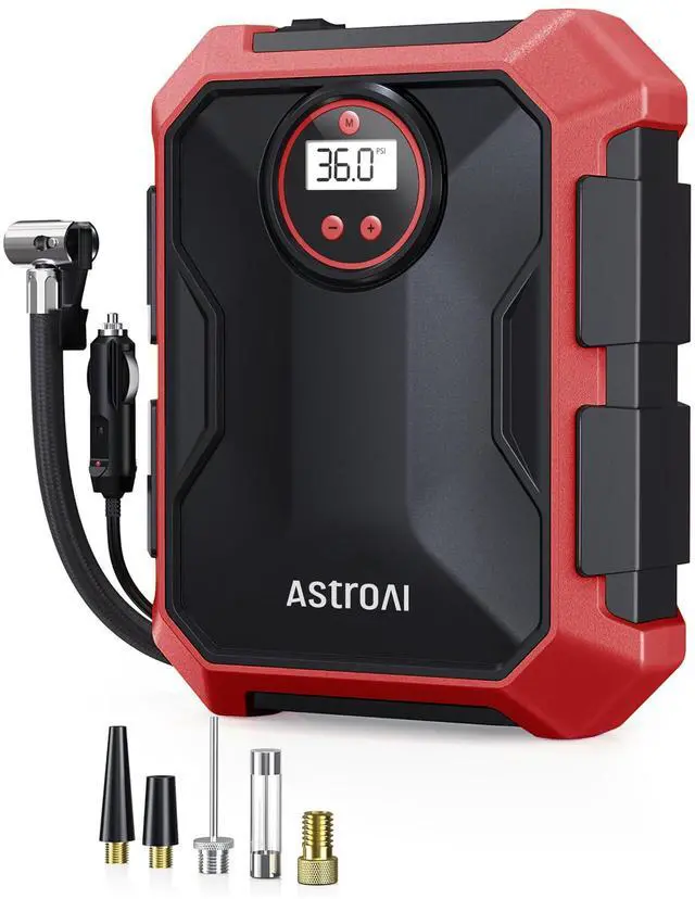 Main image of KEHIPI Portable Air Compressor and Tire Inflator - 12V DC Auto Accessory with LED Light and Digital Display - 100PSI for Car, Bicycle and Other Tires