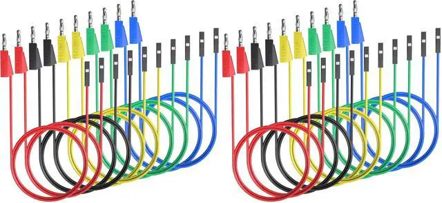 Main image of KEHIPI Stackable Banana Plug to Breadboard Female Jumper Wires Soft Flexible Silicone Test Leads for Electrical Testing (Pack of 2)