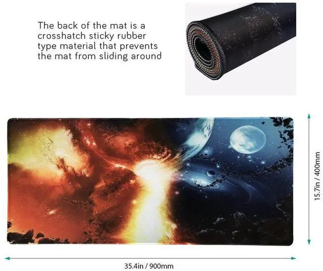 Alt view image 2 of 7 - KEHIPI XXL Professional Large Mouse Pad & Computer Game Mouse Mat (35.4x15.7x0.1IN, 90x40 fireball007)