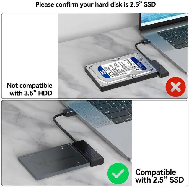 Alt view image 4 of 7 - KEHIPI SATA to USB 3.0 Adapter 2 Pack, USB SATA III Hard Drive to USB Adapter Cable, External Converter Compatible for 2.5 Inch SSD Data Transfer