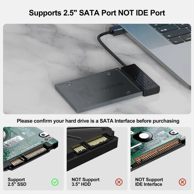 Alt view image 3 of 7 - KEHIPI SATA to USB 3.0 Adapter 2 Pack, USB SATA III Hard Drive to USB Adapter Cable, External Converter Compatible for 2.5 Inch SSD Data Transfer