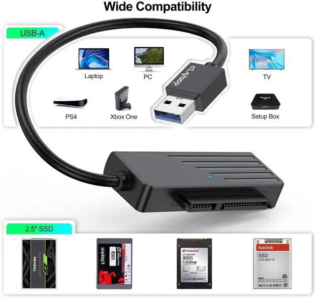 Alt view image 5 of 7 - KEHIPI SATA to USB 3.0 Adapter 2 Pack, USB SATA III Hard Drive to USB Adapter Cable, External Converter Compatible for 2.5 Inch SSD Data Transfer