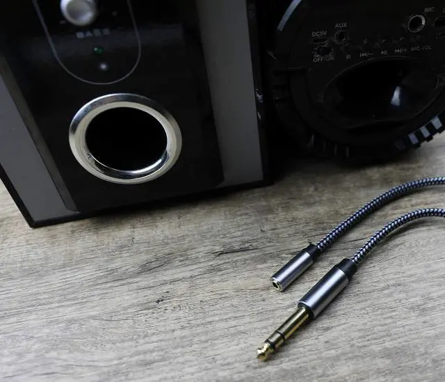 Alt view image 6 of 7 - KEHIPI 3.5mm to 1/4 Adapter, 6.35mm 1/4" Male to 3.5mm 1/8" Female TRS Stereo Audio Cable, Nylon Braid Compatible for Amplifiers, Guitar, Piano, Home Theater Devices