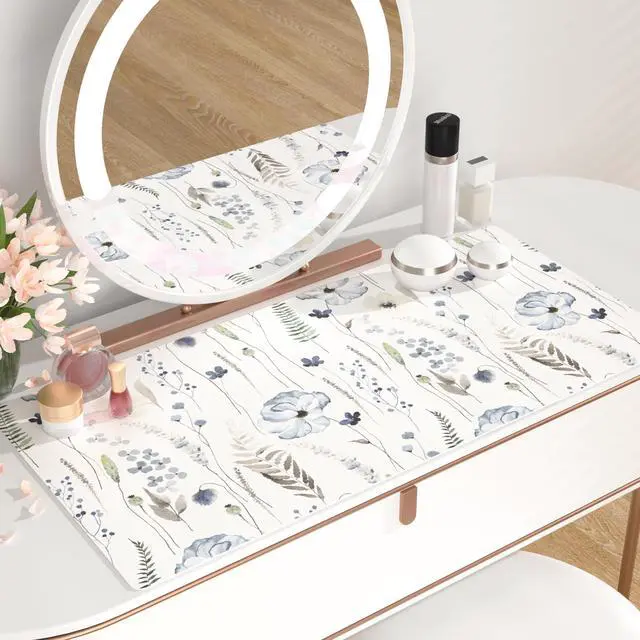 Alt view image 6 of 7 - KEHIPI Large Mouse Pad for Desk, Floral Desk Mat for Desktop, Women Girls Office Décor Desk Accessories, PU Leather Waterproof Gaming Mousepad, Watercolor Flowers Desk Pad Computer Mat, 31.5" x 15.7"