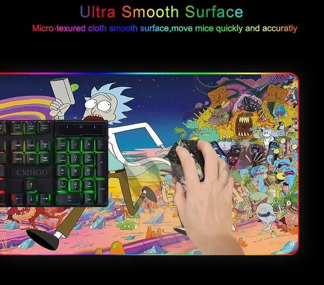 Alt view image 4 of 6 - KEHIPI RGB Mouse Pad, Large Extended Soft Led Mouse Mat with Different Lighting Modes, 900 x 400mm / 35.4 * 15.7Inch