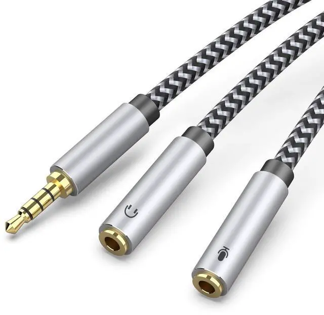 Main image of KEHIPI Long Headset Splitter Cable 5ft - 3.5mm TRRS Headphone Mic Splitter for Headset with Separate Headphone & Mic Compatible with PC, PS4, Xbox, Laptop, Smartphone (Not for 2 Headphones)