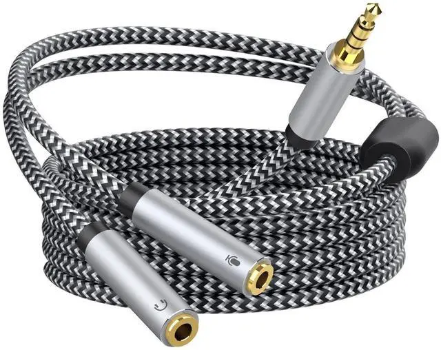 Alt view image 2 of 7 - KEHIPI Long Headset Splitter Cable 5ft - 3.5mm TRRS Headphone Mic Splitter for Headset with Separate Headphone & Mic Compatible with PC, PS4, Xbox, Laptop, Smartphone (Not for 2 Headphones)