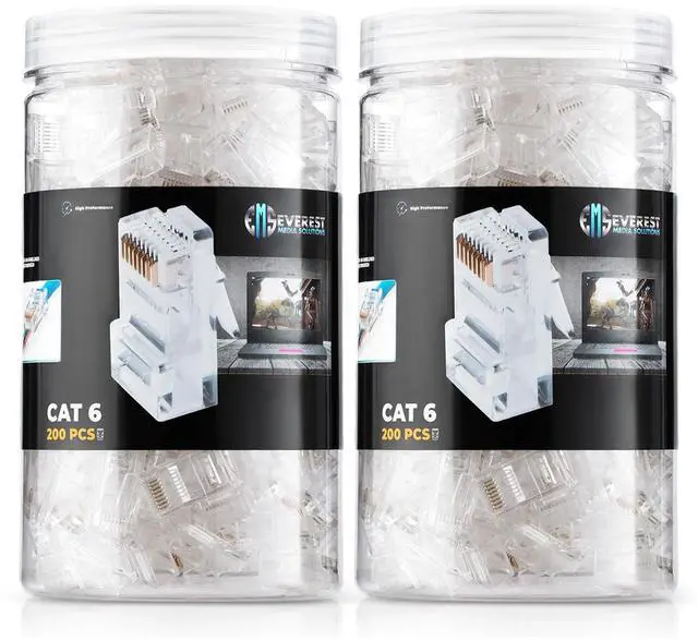 Main image of KEHIPI  Cat6 RJ45 Pass Through Connector 400-Pack - EZ Cat 6 Pass Through RJ45 Connectors - cat 6 connectors - Ethernet Connector - Ethernet Plug - for Solid or Stranded UTP Network Cable
