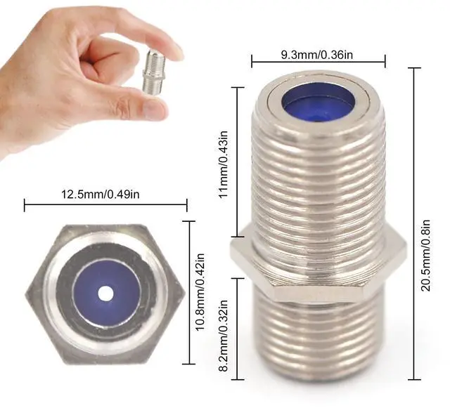 Alt view image 5 of 7 - KEHIPI 3GHz Coaxial Cable Connector, RG6 Coax Cable Extender F-Type Nickel Plated Adapter Female to Female for TV Cables, 2 Pack