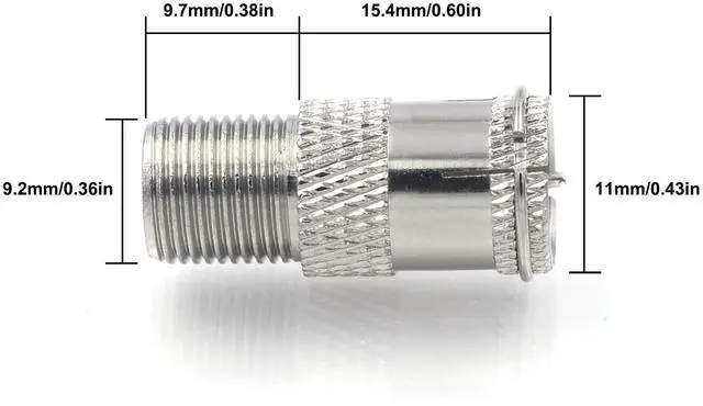 Alt view image 3 of 6 - KEHIPI Coaxial Cable Quick Connector, Quick Push On Male to F-Type Female Coax Extender Nickel Plated Adapter for RG6 Coaxial Cable, RV, Satellite Dish, TV, 10 Pack