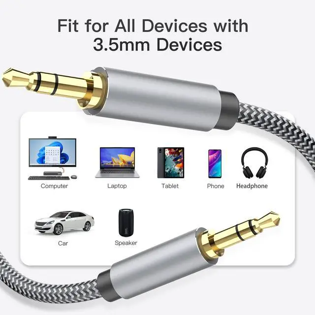 Alt view image 7 of 7 - KEHIPI Aux Cord 2Pack, 3.5mm Audio Cable Nylon Braided Aux Cable 4ft, 3.5mm Male to Male AUX Cord for Car, Headphones, Home Stereos, Speaker