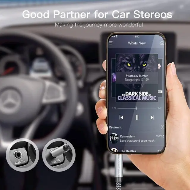 Alt view image 3 of 7 - KEHIPI Aux Cord 2Pack, 3.5mm Audio Cable Nylon Braided Aux Cable 4ft, 3.5mm Male to Male AUX Cord for Car, Headphones, Home Stereos, Speaker