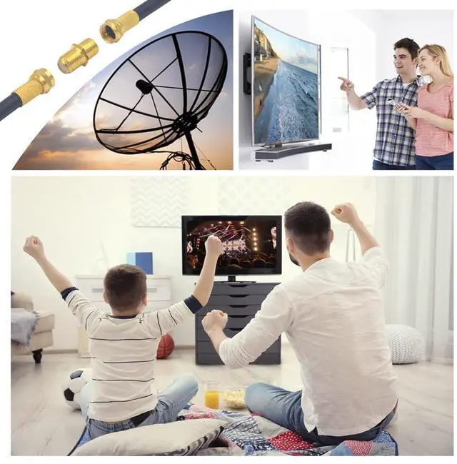 Alt view image 4 of 6 - KEHIPI Coaxial Cable Connector 10 Pack, Gold-Plated Coax Female to Female Connector for RG6/RG59 Coaxial Cable Extend