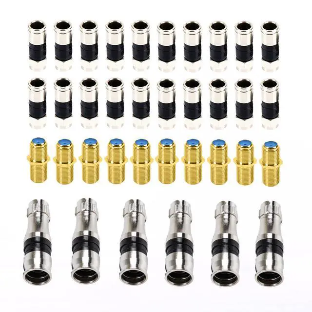 Alt view image 7 of 7 - KEHIPI  Coax Cable Crimper Kit, Coaxial Compression Tool Adjustable RG6 RG59 RG11 75-5 75-7 Coaxial Cable Stripper with 20PCS RG6 Connectors, 10PCS Female to Female Connectors, 6PCS RG11 Connector